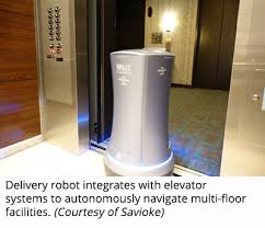 ROBOTS GIAO HÀNG HÀN QUỐC SỬ DỤNG THANG MÁY